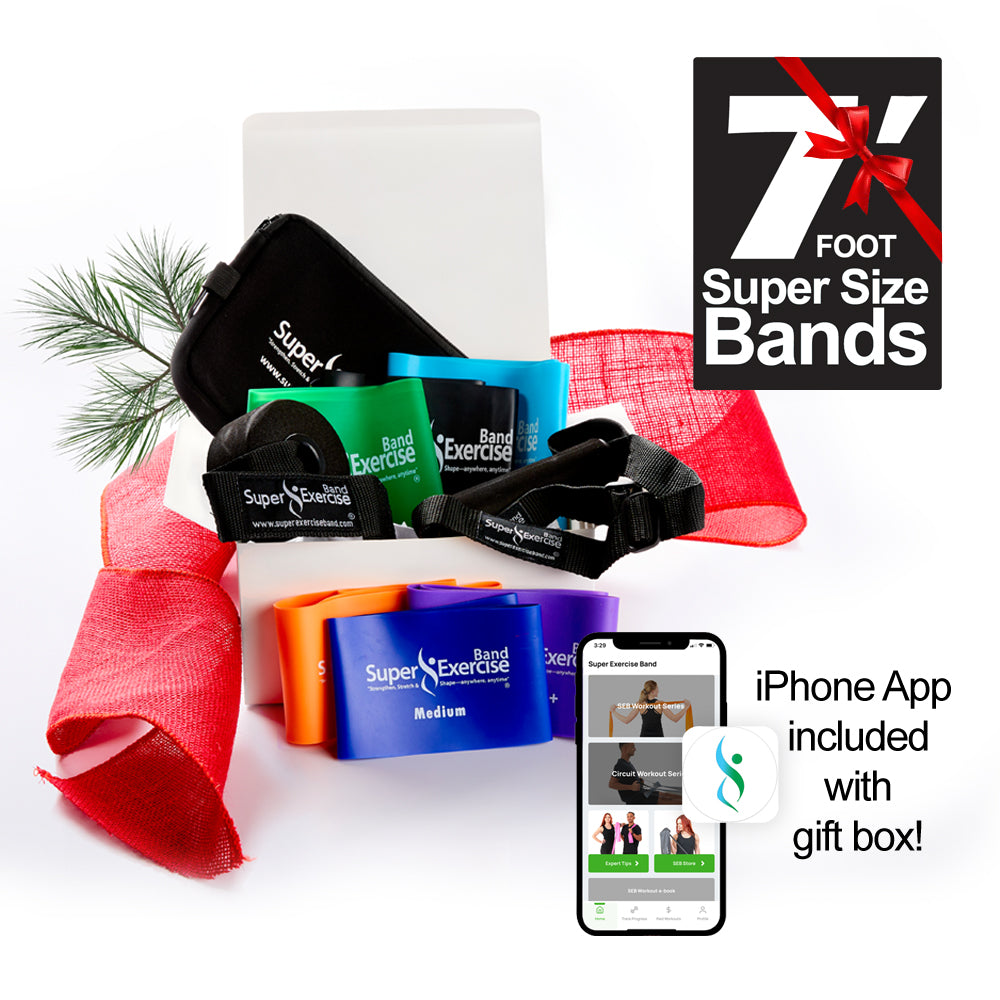 Two pack of 7 Ft. Resistance Bands. Latex Free. Carry Pouch and Mini Door Anchor Included.