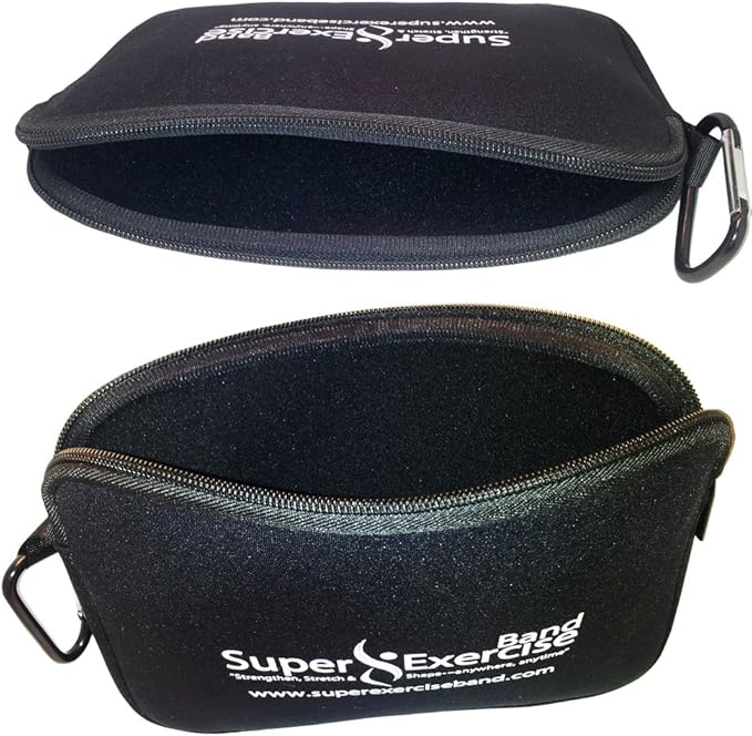 USA Neoprene Zipper Carry Pouch for Yoga, Resistance Bands and Workout Gear Accessories. Travel Organizer Bag also fits most MP3 players, cell phones, Kindle and Mini-tablets. - Super Exercise Band