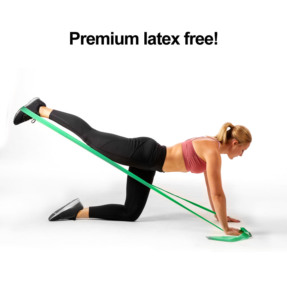 Green 24-Yard Resistance Band Bulk Roll. Intermediate Level 1. Includes Dispenser Box. - Super Exercise Band