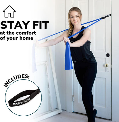 Resistance Bands for Working Out | 7Ft Long Resistance Bands |Super Exercise Bands with Carry Pouch and Door Anchor I Latex Free Workout Bands Including an Exclusive Workout App and E-Book