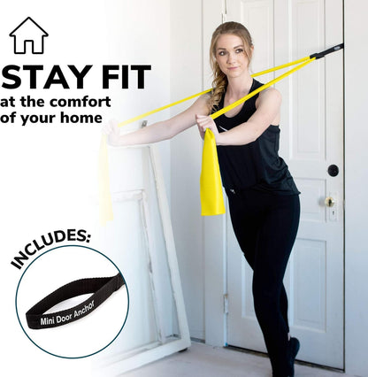 Resistance Bands for Working Out | 7Ft Long Resistance Bands |Super Exercise Bands with Carry Pouch and Door Anchor I Latex Free Workout Bands Including an Exclusive Workout App and E-Book