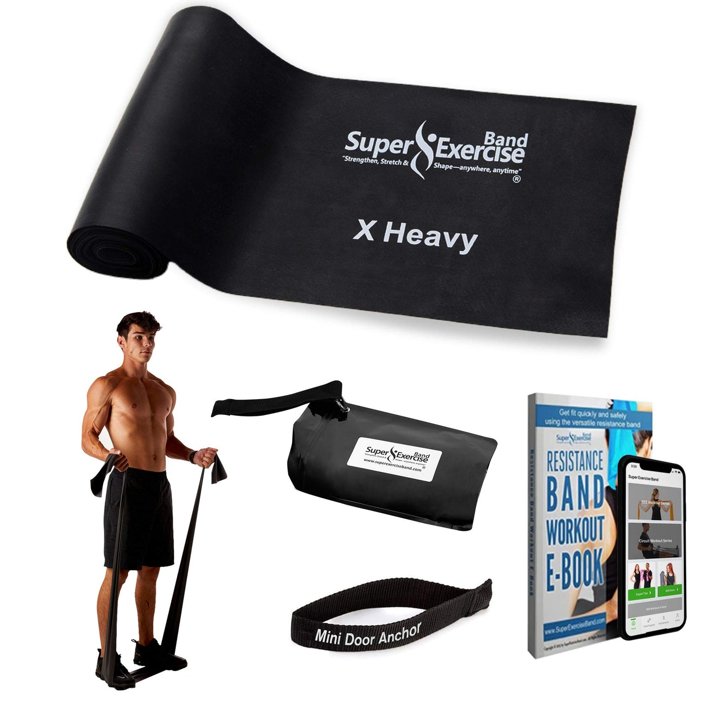 Resistance Bands for Working Out | 7Ft Long Resistance Bands |Super Exercise Bands with Carry Pouch and Door Anchor I Latex Free Workout Bands Including an Exclusive Workout App and E-Book