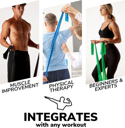 Resistance Bands for Working Out | 7Ft Long Resistance Bands |Super Exercise Bands with Carry Pouch and Door Anchor I Latex Free Workout Bands Including an Exclusive Workout App and E-Book