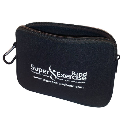 Super Exercise Band USA Neoprene Zipper Carry Pouch for Yoga, Resistance Bands and Workout Gear Accessories. Travel Organizer Bag also fits most MP3 players, cell phones, Kindle and Mini-tablets.