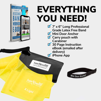 Resistance Bands for Working Out | 7Ft Long Resistance Bands |Super Exercise Bands with Carry Pouch and Door Anchor I Latex Free Workout Bands Including an Exclusive Workout App and E-Book