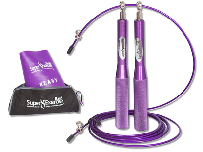 Super Exercise Band Purple Speed Cable Jump Rope and Resistance Band Set