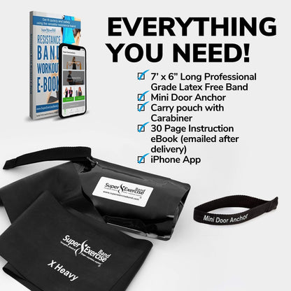 Resistance Bands for Working Out | 7Ft Long Resistance Bands |Super Exercise Bands with Carry Pouch and Door Anchor I Latex Free Workout Bands Including an Exclusive Workout App and E-Book