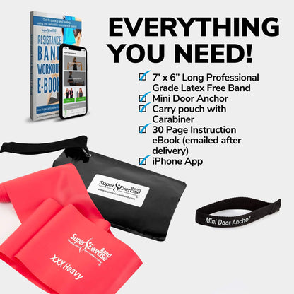 Resistance Bands for Working Out | 7Ft Long Resistance Bands |Super Exercise Bands with Carry Pouch and Door Anchor I Latex Free Workout Bands Including an Exclusive Workout App and E-Book