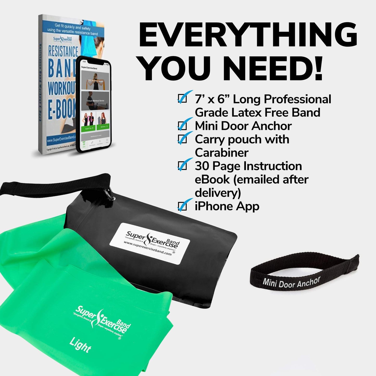 Resistance Bands for Working Out | 7Ft Long Resistance Bands |Super Exercise Bands with Carry Pouch and Door Anchor I Latex Free Workout Bands Including an Exclusive Workout App and E-Book