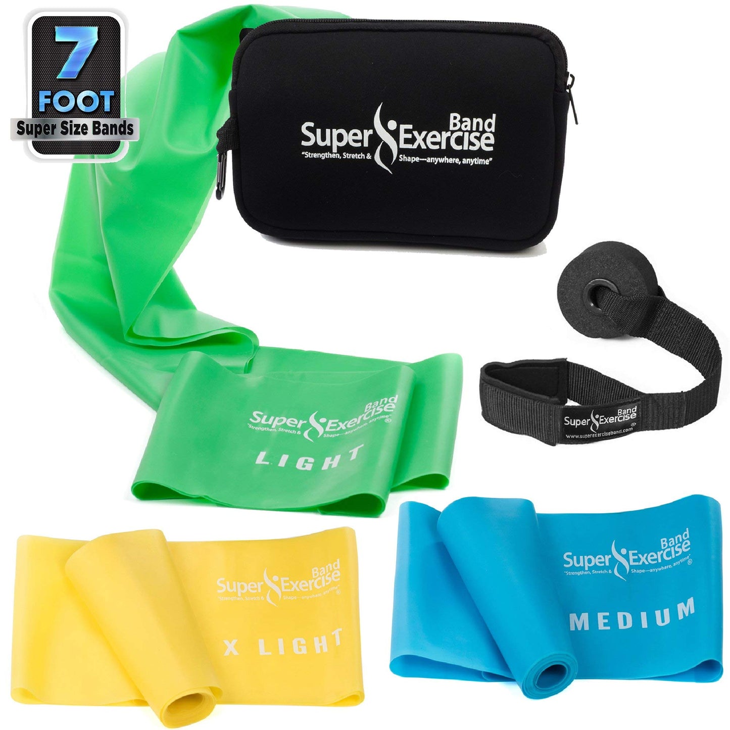 Resistance Bands for Working Out | 7Ft Long Resistance Bands |Super Exercise Bands with Carry Pouch and Door Anchor I Latex Free Workout Bands Including an Exclusive Workout App and E-Book