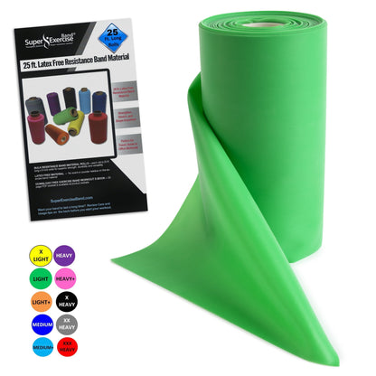 Green Resistance Band Bulk Roll – Light Strength, Latex Free (25 ft)