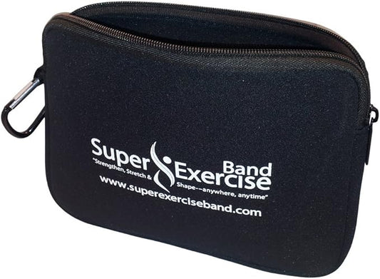 USA Neoprene Zipper Carry Pouch for Yoga, Resistance Bands and Workout Gear Accessories. Travel Organizer Bag also fits most MP3 players, cell phones, Kindle and Mini-tablets. - Super Exercise Band