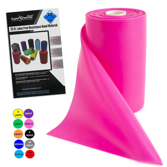 Pink Resistance Band Bulk Roll – Heavy+ Strength, Latex Free (50 ft)