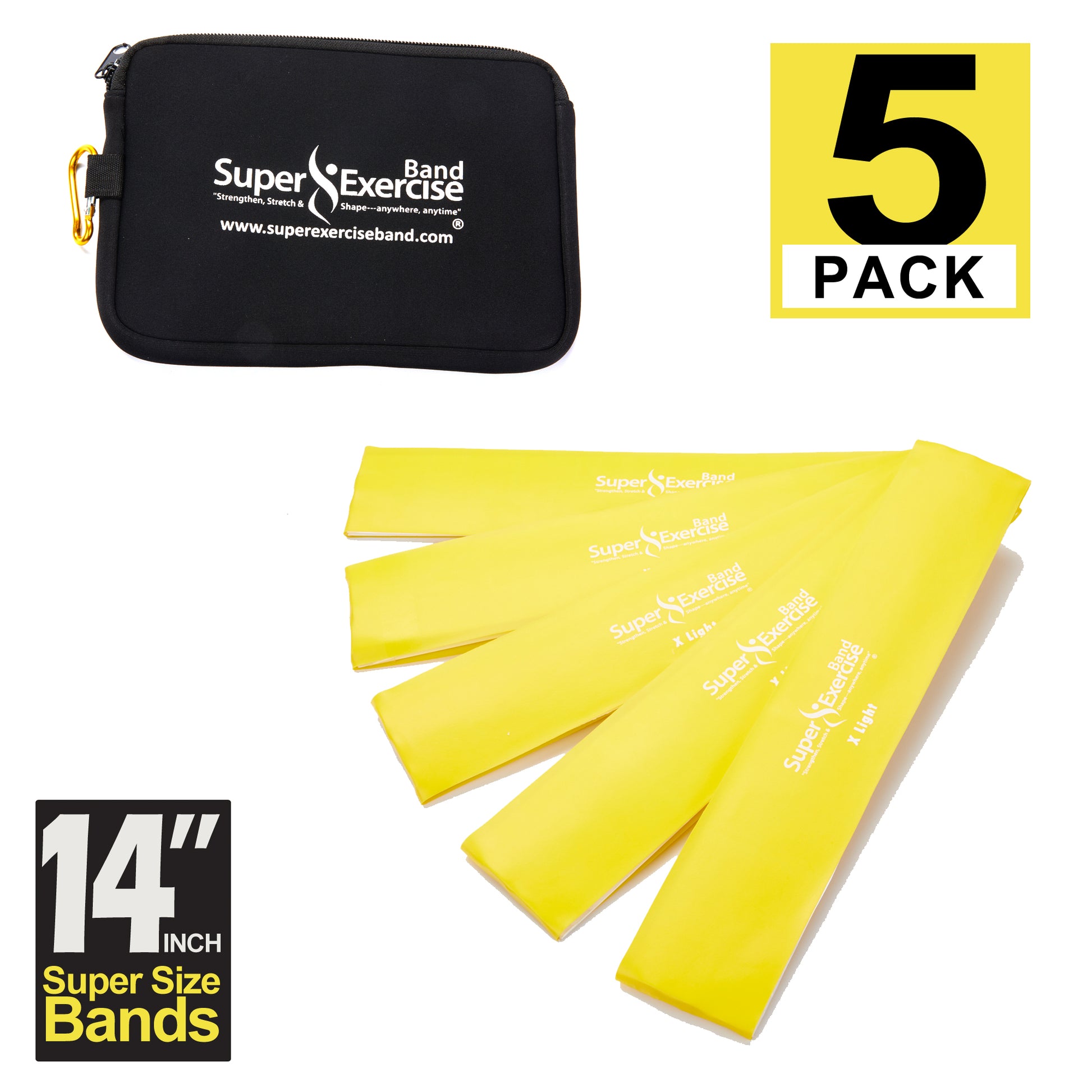 Super Exercise Band 5 Pack 14 x 3 XL Yellow X Light Strength Mini Loop  Bands. Non-Latex Resistance for Fitness, Physical Therapy, Pilates &  Training