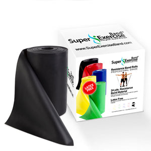 Black 24-Yard Resistance Band Bulk Roll. Advanced Level 1. Includes Dispenser Box. - Super Exercise Band