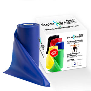 Blue 24-Yard Resistance Band Bulk Roll. Intermediate Level 2. Includes Dispenser Box. - Super Exercise Band