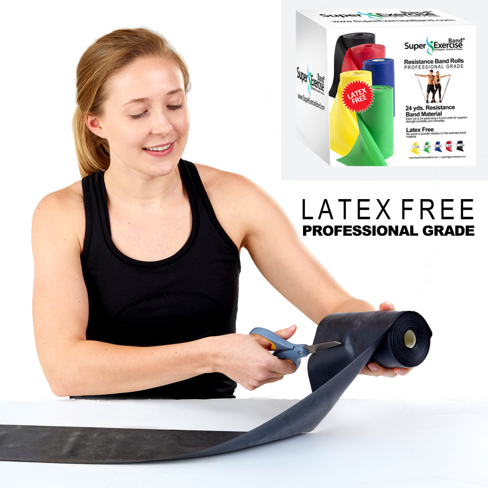 Black 24-Yard Resistance Band Bulk Roll. Advanced Level 1. Includes Dispenser Box. - Super Exercise Band