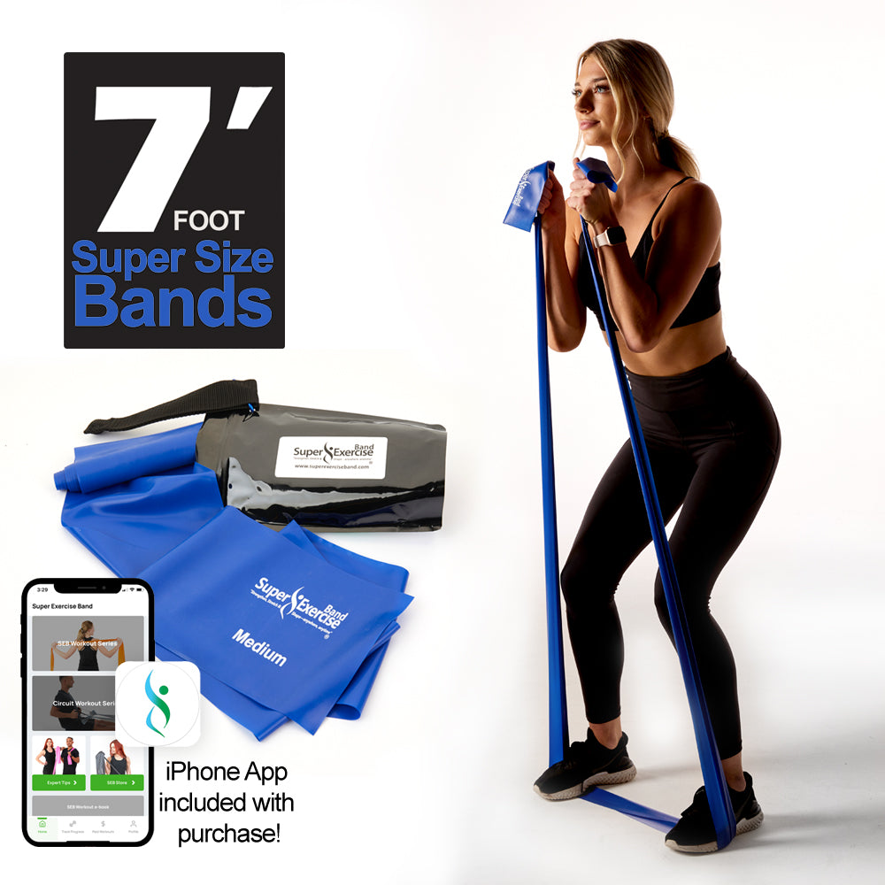 7 Ft. Resistance Band. Latex Free. Carry Pouch and Mini Door Anchor Included.