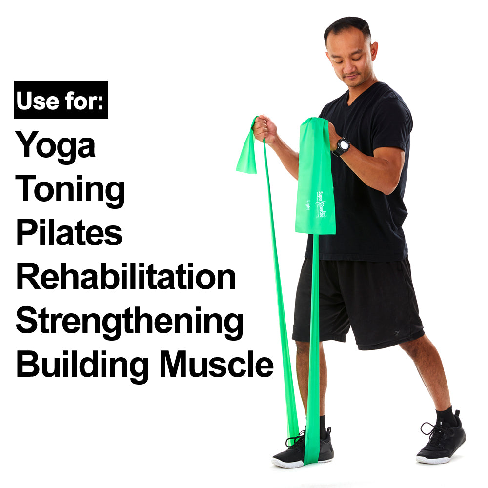 Green 24-Yard Resistance Band Bulk Roll. Intermediate Level 1. Includes Dispenser Box. - Super Exercise Band