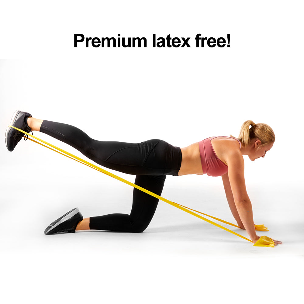 Yellow 24-Yard Resistance Band Bulk Roll. Beginner Level 1. Includes Dispenser Box. - Super Exercise Band