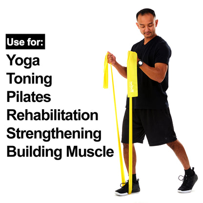 Yellow 24-Yard Resistance Band Bulk Roll. Beginner Level 1. Includes Dispenser Box. - Super Exercise Band